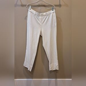 J. Jill Linen Stretch Pull On Crop Pants White Midrise Medium Petite
